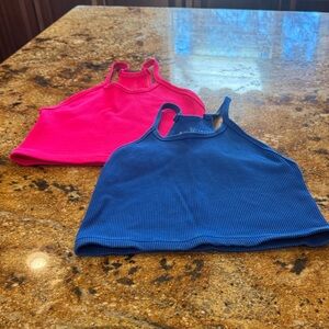 FP Movement Bundle Happiness Runs crop tanks. Pink/blue. Size Med/Lg